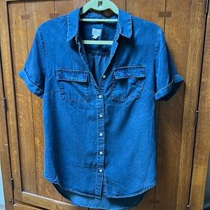 Short-sleeve button down denim shirt, A New Day, size med